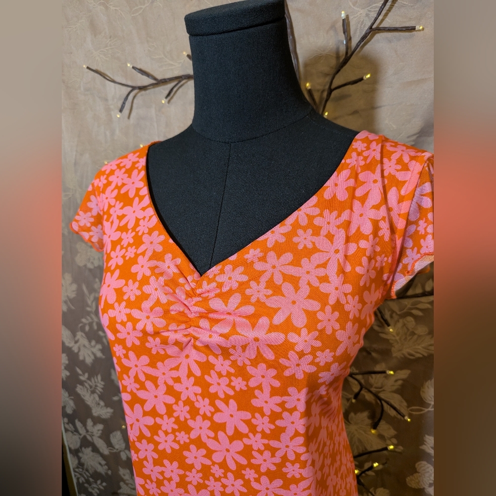 Wild Fable Orange And Pink Floral Mini Dress, Size XXL, NWT! - Picture 2 of 5